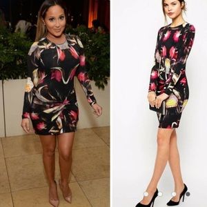 Ted Baker Petal-Print Twisted-Knot Sheath Dress